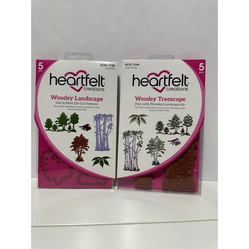 Heartfelt Creations Woodsy Landscape & Woodsy Treescape Cling Stamps –‎ Lot of 2